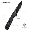 SENCUT Aetheris Flipper & Thumb Stud Knife Micarta Handle (3.68" 9Cr18MoV Blade) S24095 - 3 - SENCUT