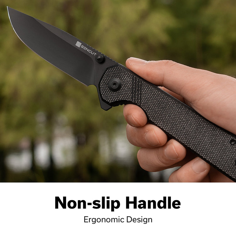 SENCUT Aetheris Flipper & Thumb Stud Knife Micarta Handle (3.68" 9Cr18MoV Blade) S24095 - 3 - SENCUT