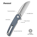 SENCUT Awassi Flipper & Thumb Stud Knife G10 Handle (3.46" 9Cr18MoV Blade) S24065 - 2 - SENCUT