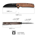 SENCUT Awassi Flipper & Thumb Stud Knife Wood Handle (3.46" 9Cr18MoV Blade) S24065 - 3 - SENCUT