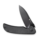 SENCUT Borzam Flipper & Thumb Stud Knife Black Canvas Micarta Handle (3.46" Black 9Cr18MoV Blade) S23077-3