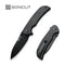 SENCUT Borzam Flipper & Thumb Stud Knife Black Canvas Micarta Handle (3.46" Black 9Cr18MoV Blade) S23077-3