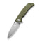 SENCUT Borzam Flipper & Thumb Stud Knife OD Green G10 Handle (3.46" Satin Finished 9Cr18MoV Blade) S23077-1
