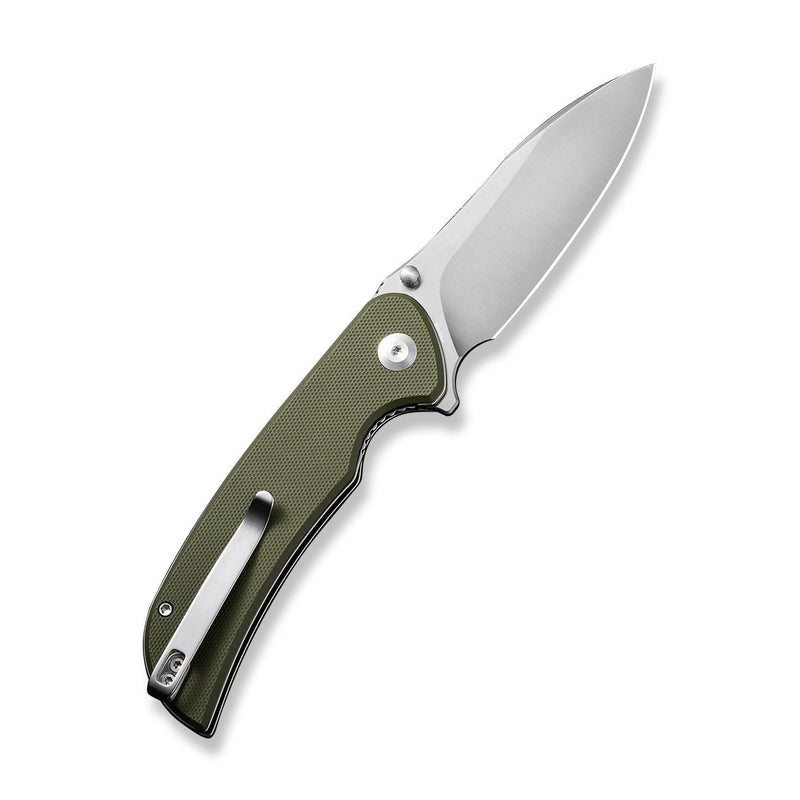 SENCUT Borzam Flipper & Thumb Stud Knife OD Green G10 Handle (3.46" Satin Finished 9Cr18MoV Blade) S23077-1