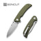 SENCUT Borzam Flipper & Thumb Stud Knife OD Green G10 Handle (3.46" Satin Finished 9Cr18MoV Blade) S23077-1