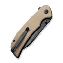 SENCUT Borzam Flipper & Thumb Stud Knife Tan G10 Handle (3.46" Black 9Cr18MoV Blade) S23077-2
