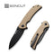 SENCUT Borzam Flipper & Thumb Stud Knife Tan G10 Handle (3.46" Black 9Cr18MoV Blade) S23077-2