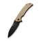 SENCUT Borzam Flipper & Thumb Stud Knife Tan G10 Handle (3.46" Black 9Cr18MoV Blade) S23077-2