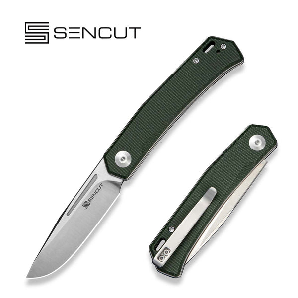 SENCUT Braxx Slip Joint Knife Green Canvas Micarta Handle (3.12