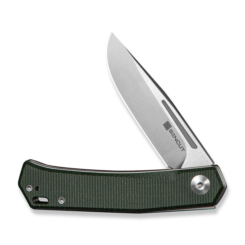 SENCUT Braxx Slip Joint Knife Green Canvas Micarta Handle (3.12
