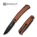SENCUT Braxx Slip Joint Knife Guibourtia Wood Handle (3.12" Black D2 Blade) S25089 - 3 - SENCUT