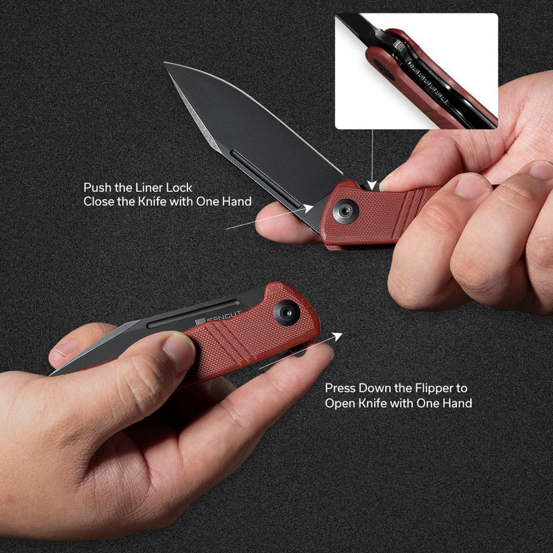 SENCUT Brazoria Flipper Knife G10 Handle (3.46" D2 Blade) SA12B
