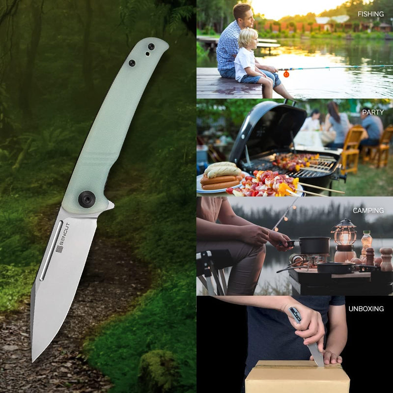 SENCUT Brazoria Flipper Knife G10 Handle (3.46" D2 Blade) SA12C