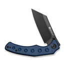SENCUT Clout Thumb Stud Knife Blue Canvas Micarta Handle (2.99" Black D2 Blade) S26031-3 - SENCUT