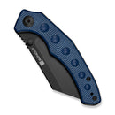 SENCUT Clout Thumb Stud Knife Blue Canvas Micarta Handle (2.99" Black D2 Blade) S26031-3 - SENCUT