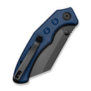 SENCUT Clout Thumb Stud Knife Blue Canvas Micarta Handle (2.99" Black D2 Blade) S26031-3 - SENCUT