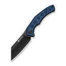 SENCUT Clout Thumb Stud Knife Blue Canvas Micarta Handle (2.99" Black D2 Blade) S26031-3 - SENCUT