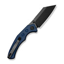 SENCUT Clout Thumb Stud Knife Blue Canvas Micarta Handle (2.99" Black D2 Blade) S26031-3 - SENCUT