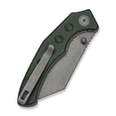 SENCUT Clout Thumb Stud Knife Green Canvas Micarta Handle (2.99" Gray Stonewashed D2 Blade) S26031-2 - SENCUT