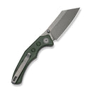 SENCUT Clout Thumb Stud Knife Green Canvas Micarta Handle (2.99" Gray Stonewashed D2 Blade) S26031-2 - SENCUT