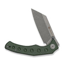 SENCUT Clout Thumb Stud Knife Green Canvas Micarta Handle (2.99" Gray Stonewashed D2 Blade) S26031-2 - SENCUT