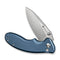 SENCUT Cybrix Thumb Stud & Flipper Knife Blue Aluminum Handle (3.46" Satin Finished 9Cr18MoV Blade) S23098A - 4 - SENCUT