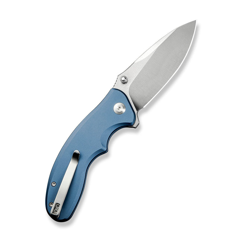 SENCUT Cybrix Thumb Stud & Flipper Knife Blue Aluminum Handle (3.46" Satin Finished 9Cr18MoV Blade) S23098A - 4 - SENCUT
