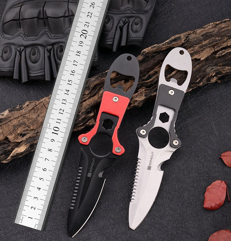 SENCUT Diving Knives Plastic & Stainless Steel Handle 4 Inches Stainless Steel Blade, with a Nylon Sheath SDK2017897 - SENCUT