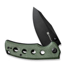 SENCUT Excalis Flipper & Thumb Stud Knife Green Canvas Micarta Handle (2.97" Black 9Cr18MoV Blade) S23068-3