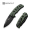 SENCUT Excalis Flipper & Thumb Stud Knife Green Canvas Micarta Handle (2.97" Black 9Cr18MoV Blade) S23068-3