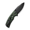 SENCUT Excalis Flipper & Thumb Stud Knife Green Canvas Micarta Handle (2.97" Black 9Cr18MoV Blade) S23068-3