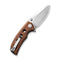 SENCUT Excalis Flipper & Thumb Stud Knife Guibourtia Wood Handle (2.97" Satin Finished 9Cr18MoV Blade) S23068-4