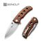 SENCUT Excalis Flipper & Thumb Stud Knife Guibourtia Wood Handle (2.97" Satin Finished 9Cr18MoV Blade) S23068-4