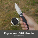 SENCUT Glenspar Thumb Stud & Crossbar Lock Knife Black Shredded G10 Handle (3.45" Stonewashed 9Cr18MoV Blade) S25046 - 2 - SENCUT