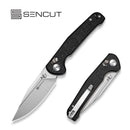 SENCUT Glenspar Thumb Stud & Crossbar Lock Knife Black Shredded G10 Handle (3.45" Stonewashed 9Cr18MoV Blade) S25046 - 2 - SENCUT