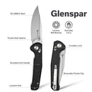 SENCUT Glenspar Thumb Stud & Crossbar Lock Knife Black Shredded G10 Handle (3.45" Stonewashed 9Cr18MoV Blade) S25046 - 2 - SENCUT