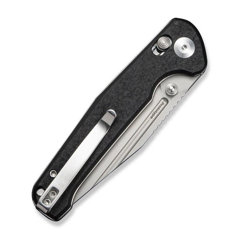 SENCUT Glenspar Thumb Stud & Crossbar Lock Knife Black Shredded G10 Handle (3.45" Stonewashed 9Cr18MoV Blade) S25046 Sample1 - SENCUT