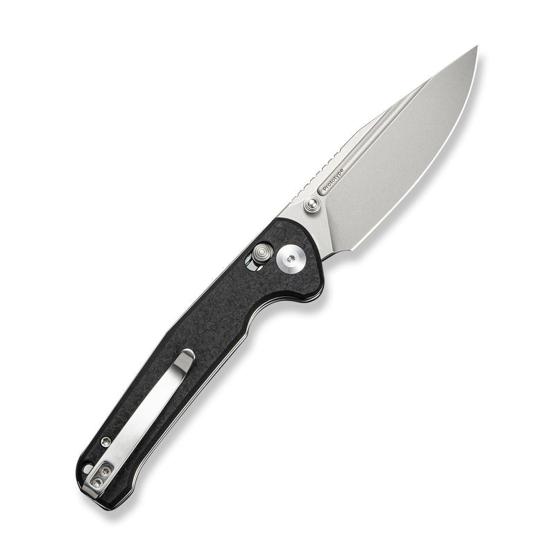 SENCUT Glenspar Thumb Stud & Crossbar Lock Knife Black Shredded G10 Handle (3.45" Stonewashed 9Cr18MoV Blade) S25046 Sample1 - SENCUT