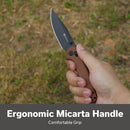 SENCUT Glenspar Thumb Stud & Crossbar Lock Knife Brown Canvas Micarta Handle (3.45" Black 9Cr18MoV Blade) S25046 - 3 - SENCUT