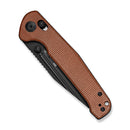 SENCUT Glenspar Thumb Stud & Crossbar Lock Knife Brown Canvas Micarta Handle (3.45" Black 9Cr18MoV Blade) S25046 - 3 - SENCUT