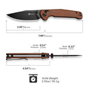 SENCUT Glenspar Thumb Stud & Crossbar Lock Knife Brown Canvas Micarta Handle (3.45" Black 9Cr18MoV Blade) S25046 - 3 - SENCUT