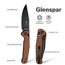 SENCUT Glenspar Thumb Stud & Crossbar Lock Knife Brown Canvas Micarta Handle (3.45" Black 9Cr18MoV Blade) S25046 - 3 - SENCUT