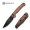 SENCUT Glenspar Thumb Stud & Crossbar Lock Knife Brown Canvas Micarta Handle (3.45" Black 9Cr18MoV Blade) S25046 Sample2 - SENCUT