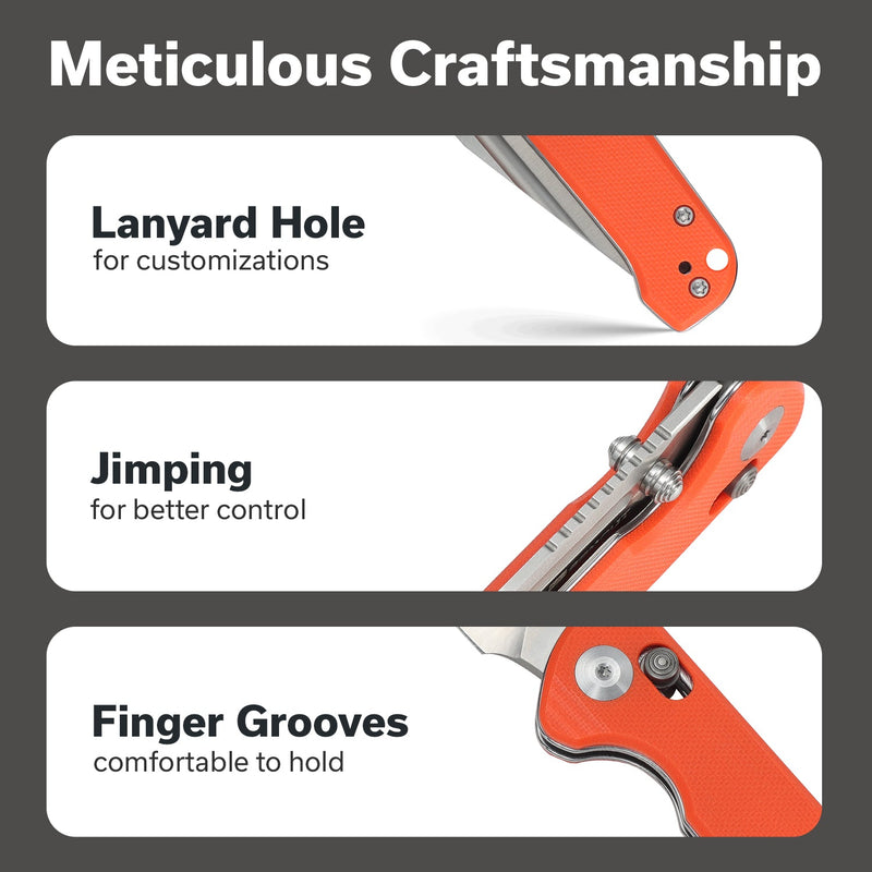 SENCUT Glenspar Thumb Stud & Crossbar Lock Knife Orange G10 Handle (3.