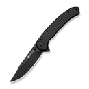 SENCUT Ingot Flipper & Thumb Stud & Button Lock Knife Black Aluminum Handle (3.21" Black D2 Blade) S25102 - 2 - SENCUT