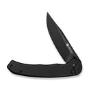 SENCUT Ingot Flipper & Thumb Stud & Button Lock Knife Black Aluminum Handle (3.21" Black D2 Blade) S25102 - 2 - SENCUT