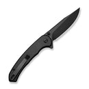 SENCUT Ingot Flipper & Thumb Stud & Button Lock Knife Black Aluminum Handle (3.21" Black D2 Blade) S25102 - 2 - SENCUT