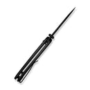 SENCUT Ingot Flipper & Thumb Stud & Button Lock Knife Black Aluminum Handle (3.21" Black D2 Blade) S25102 - 2 - SENCUT