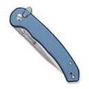 SENCUT Ingot Flipper & Thumb Stud & Button Lock Knife Blue Aluminum Handle (3.21" Satin Finished D2 Blade) S25102 - 3 - SENCUT