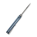 SENCUT Ingot Flipper & Thumb Stud & Button Lock Knife Blue Aluminum Handle (3.21" Satin Finished D2 Blade) S25102 - 3 - SENCUT